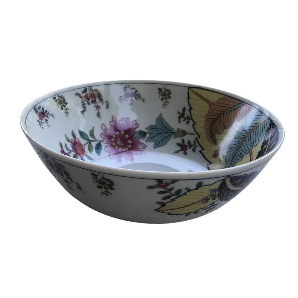 Serving Bowl Tobacco Leaf Genus Nicotiana Fine China by Mann Colorful 8.25